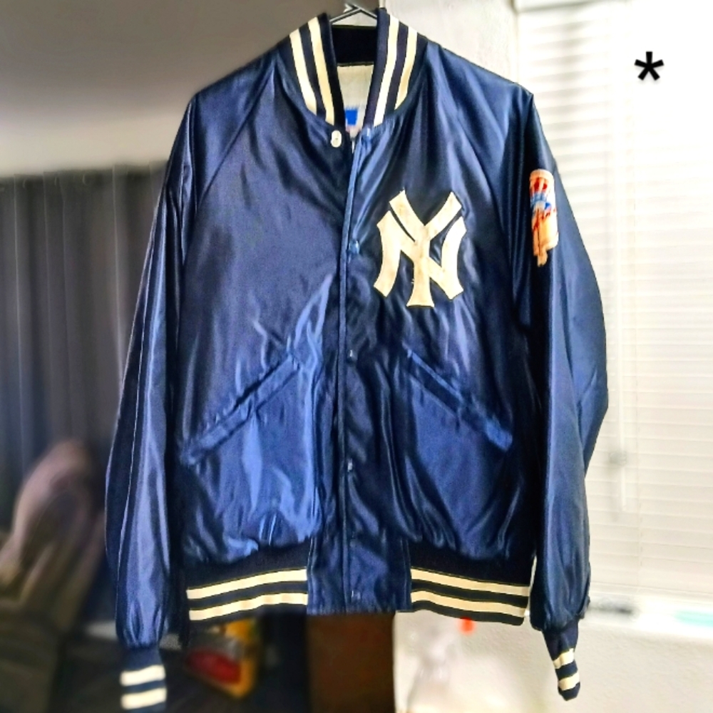 1970's Vintage New York Yankees Blue Satin Starter Jacket, Sz Large, Exc Cond